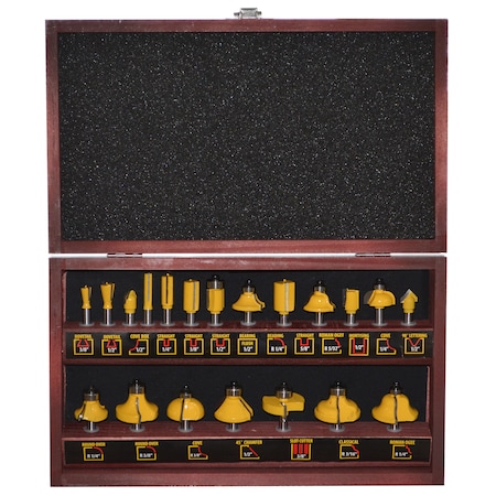 Pro-Series Router Bit Set in Wood Box, 20 Pc. RBSET20
